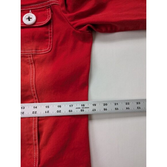 Vintage Beau Dawson Y2K Red Denim Jacket Size 8-10 - Picture 6 of 9